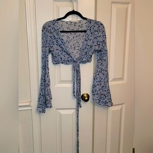 Audrey 3+1 crop top tie front shirt
